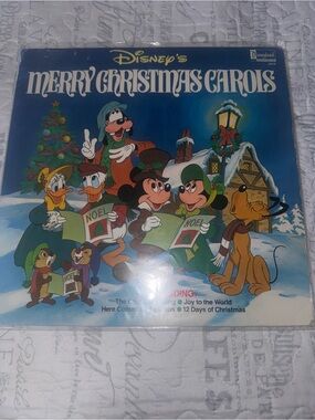 Disney Merry Christmas Carols Album Cover – Blue & Green Holiday Artwork